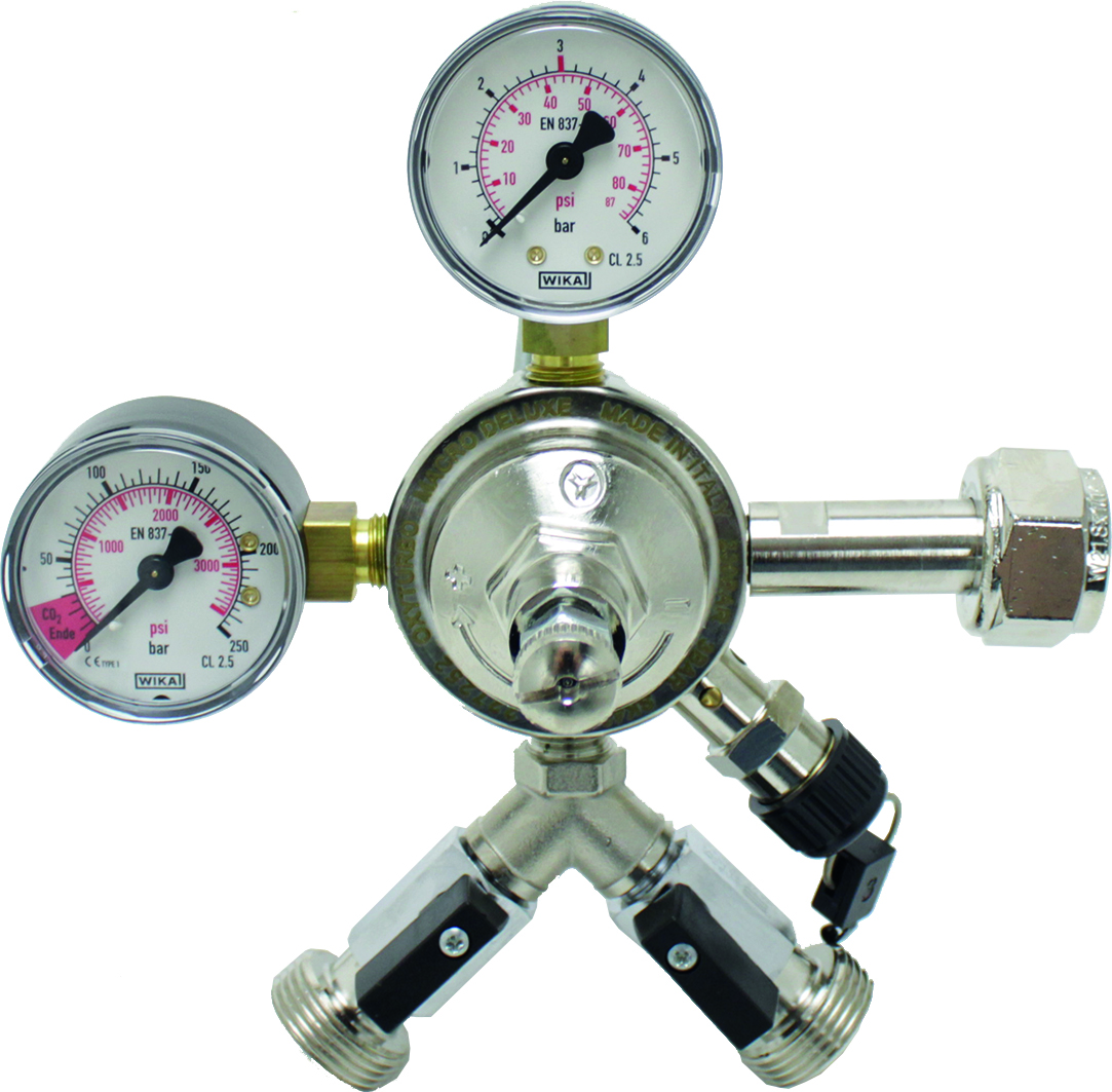 OXY2-DELUXE Co2 Druckminderer Bier 3 bar, 2-leitig-oxy2-deluxe-Co2 Druckminderer Bier 3 bar, Oxyturbo Co2 Druckminderer, Co2 Druckminderer Bier, druckminderer zapfanlage einstellen, druckminderer bier einstellen, co2 druckminderer reparieren, druckminderer co2 ersatz