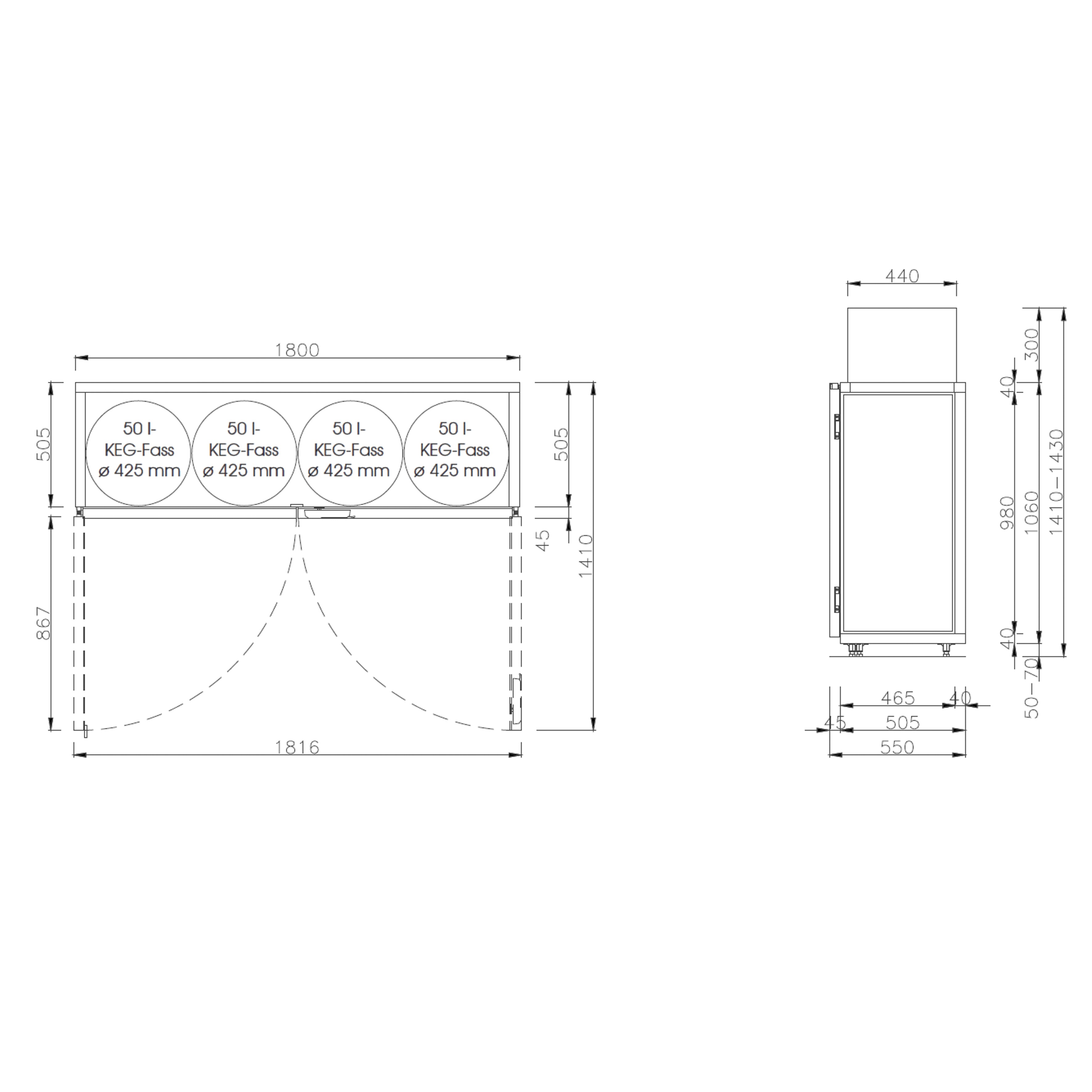 Dibujo-FK4L Fassvorkühler Fasskühler Fassbox für 4 KEG Fässer-FK4L-VZheM-Fassvorkühler, Fasskühler, Fassbox für 4 KEG Fässer-Hefa
