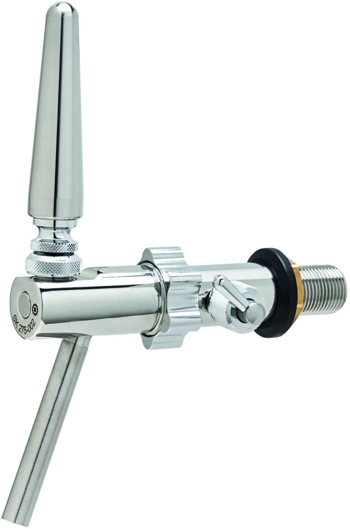 ES40-E Kompensatorschankhahn EUROSTAR, VA, 40mm Stutzen-ES40-E-Kompensatorschankhahn EUROSTAR, VA, 40mm Stutzen, INOX-Griff-getraenkezapfanlagen.net