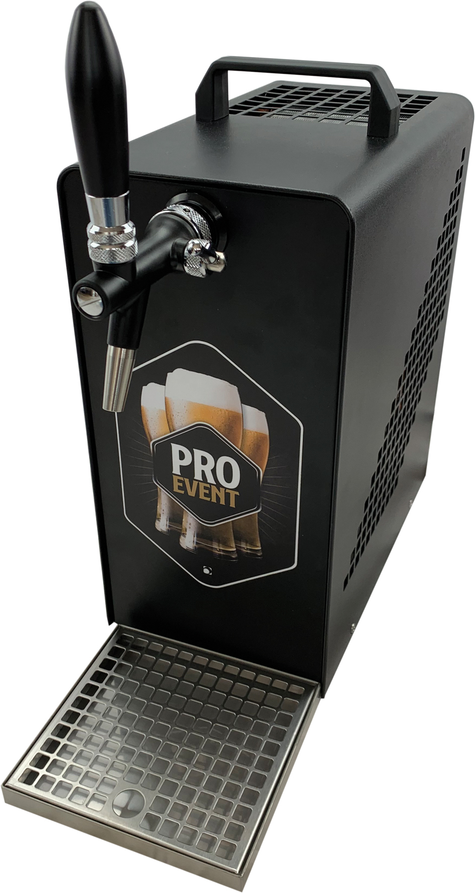 Nevera de cerveza-negra Bierkühler Zapfanlage „Bierkoffer” 1-leitig, 35 Liter/h black edition-GZA10745-Bierkühler, Zapfanlage, Bierkoffer, Durchlaufkühler Bier-getraenkezapfanlagen.net