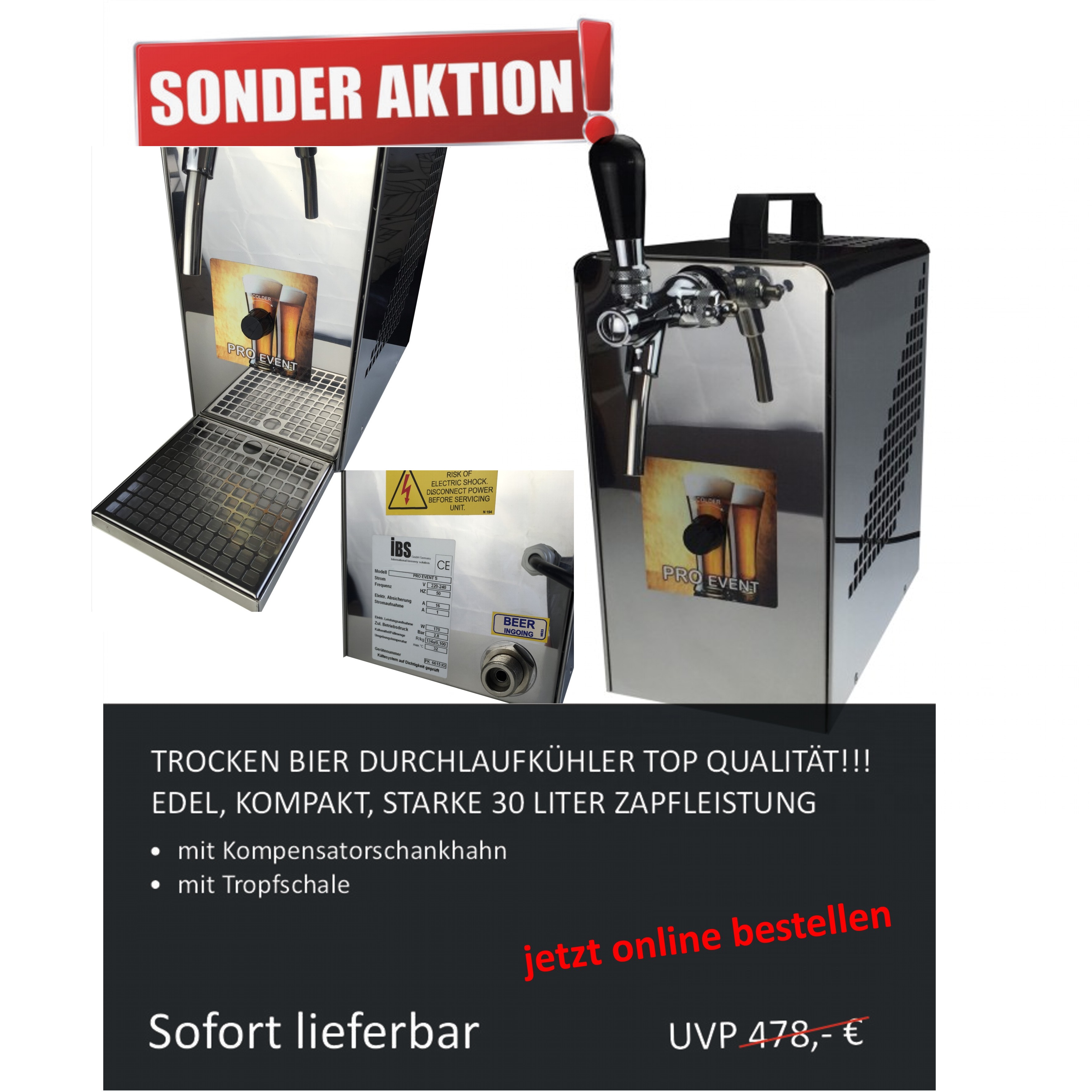 lindr-pigmy-25 Bierkühler 30 Liter/h Lieferung inkl. Tropfschale-A01-LindrBierkühler 30 Liter/h Lieferung inkl. Tropfschale-getraenkezapfanlagen.net