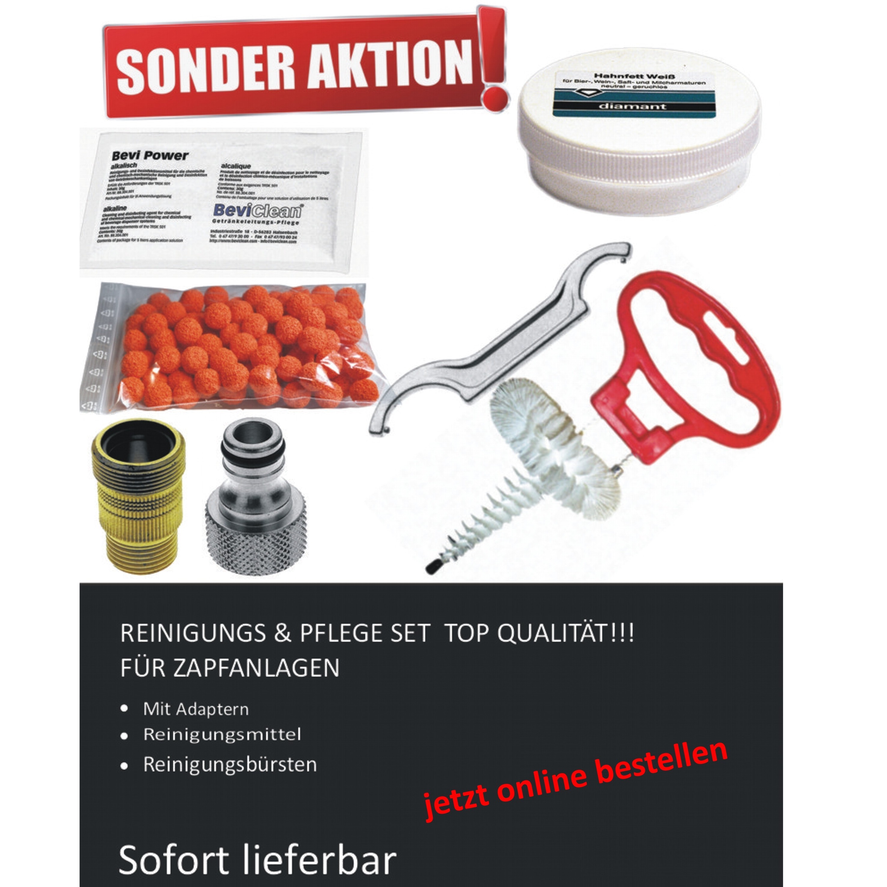 Set de limpieza dispensador de cerveza Reinigungs & Pflege Set Zapfanlage-SA05M-Reinigungs & Pflege Set Zapfanlage-getraenkezapfanlagen.net