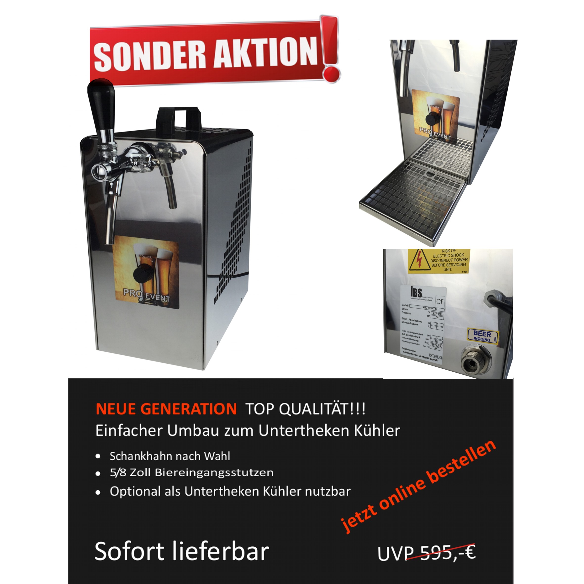 Dispensador de cerveza 30 litros Bierkühler Zapfanlage „Bierkoffer” 1-leitig, 35 Liter/h-aaB1295-Bierkühler, Zapfanlage, Bierkoffer, Durchlaufkühler Bier-IBS GmbH