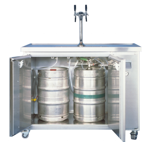 Barra de cerveza móvil MT2 con refrigeración por flujo para 2 barriles de cerveza
