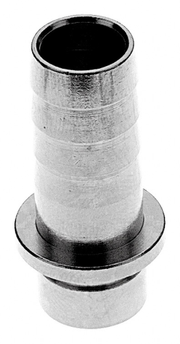 boquilla recta para manguera de Co2 de 4 mm con cuello y hombro, de latón niquelado, estañado en el interior.